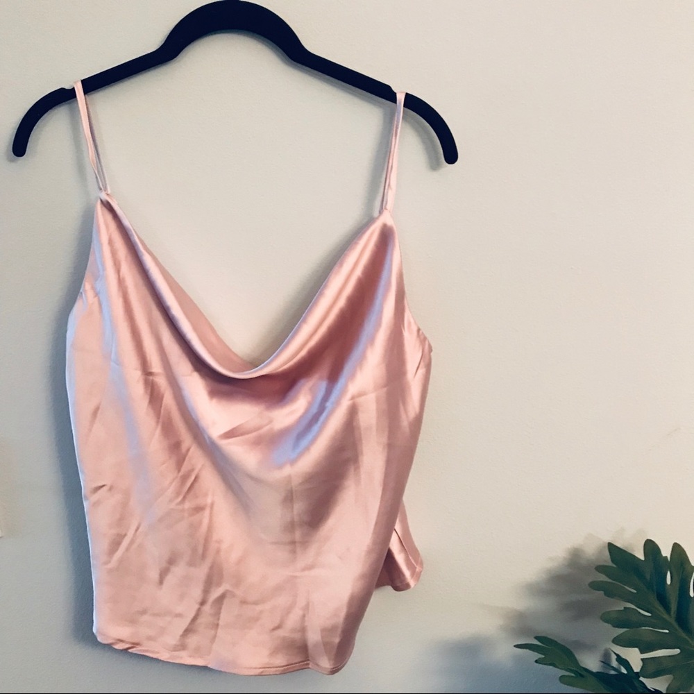 Brand new pink satin tank top